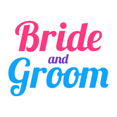 Bride and Groom Lettering on Transparent Background