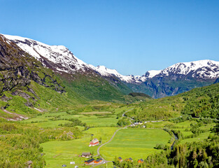 Panoramic view over Geirenger fjord in Norway