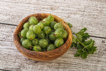 Natural ripe gooseberry heap in the bowl