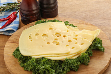 Sliced maasdam cheese for breakfast