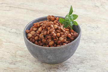 Boiled lentil in the bowl