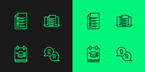 Set line Question and Answer, Online education, quiz, test, survey and icon. Vector