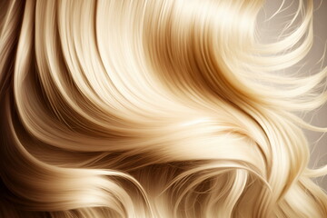 Wavy, smooth golden blonde hair. Haircare/shampoo background texture
