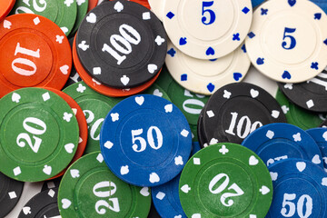 poker chips a lot close-up, poker game