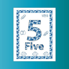 English number in a nice worksheet for kids