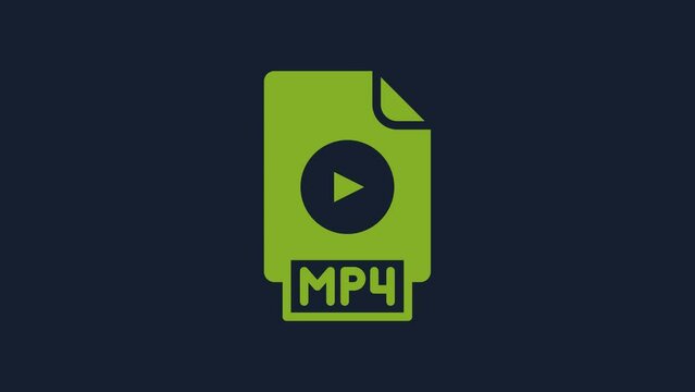 Yellow MP4 file document. Download mp4 button icon isolated on blue background. MP4 file symbol. 4K Video motion graphic animation