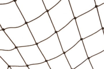 Football or tennis net. Rope mesh on a white background close-up