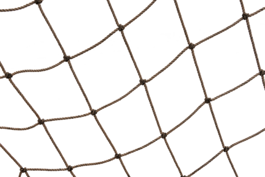 Football or tennis net. Rope mesh on a white background close-up