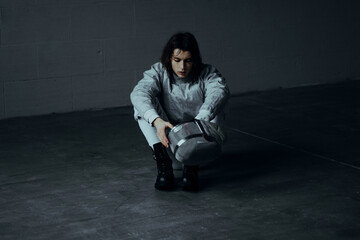 beautiful man fencer with a foil rapier sword