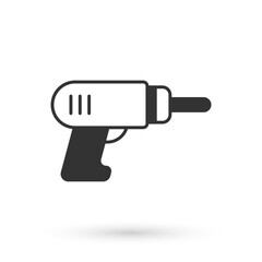 Grey Electric drill machine icon isolated on white background. Repair tool. Vector