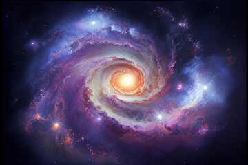 Galaxy swirl space colorful galaxy illustration Generative Ai
