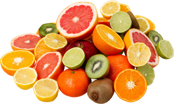 Different collection of citrus fruit stack