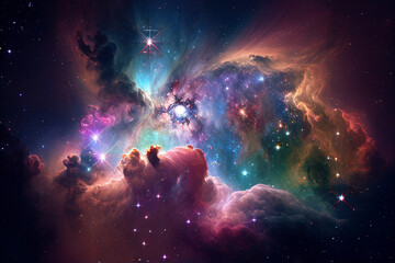 Fototapeta na wymiar Stars space colorful galaxy illustration Generative Ai