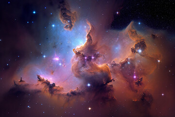 Nebula Stars space colorful galaxy illustration Generative Ai