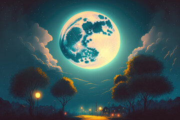 Obraz na płótnie Canvas Full moon in a bright night sky. Generative AI