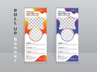 Roll up banner stand template design. Business banner layout. Roll up banner design template, vertical, abstract background, pull up design, modern x-banner, rectangle size