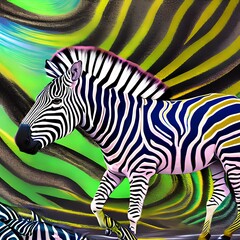 Fototapeta na wymiar A fantastical zebra with stripes made of the aurora borealis2, Generative AI