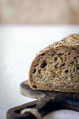sliced bread on the table on a white background