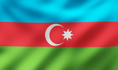 Waving National Flag of Azerbaijan, Vector Illustration