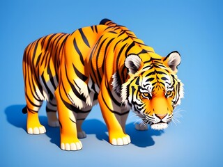 Obraz premium Tiny Tiger - Adorable Big Cat Posing Alone on White
