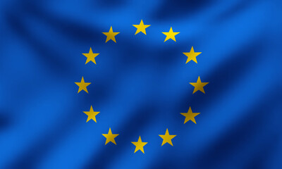 Waving Flag of European Union, Vector Illustration