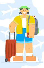 A young guy at the airport is going to travel