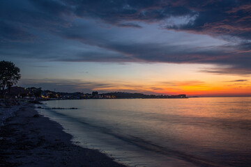 Beautiful view of sunset in roda beach, North corfu, Greece