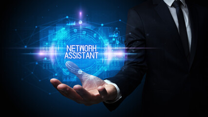 Man hand holding digital technology concept