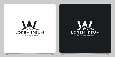 Letter W logo icon. Abstract three mountains logo concept forming initials W. Beautiful mountains. Vector illustration.