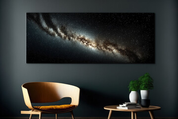 Panorama milky way galaxy with stars and space dust in the universe, Long exposure photograph, with grain, high resolution. Generative AI