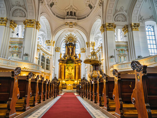 Saint Michael's baroque Church interior, Hamburg, Germany