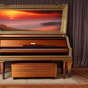 A harpsichord made of a sunset3, Generative AI