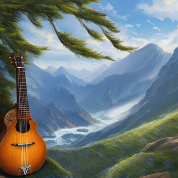 A mandola made of a mountain range1, Generative AI