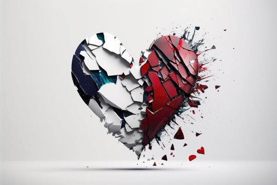 Red White And Blue Cracking Heart, American Flag, United States Love Under Pressure, Polarization, Political Climate, Worn And Broken Heart, Love Of Country