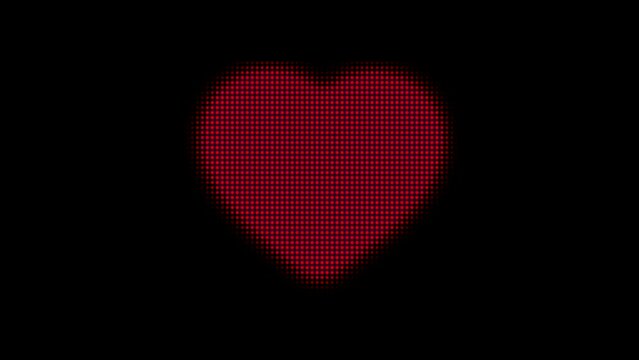 Animation of a Red Heart Beating led screen  Valentine's Day concept with Heartbeat 4k animation vdo.