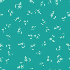 Green Hair dryer icon isolated seamless pattern on green background. Hairdryer sign. Hair drying symbol. Blowing hot air. Vector