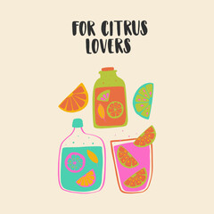 Handwritten funny lettering about lemons with colorful handrawn citrus. Perfect for posters, cards, customized merch, clothes.