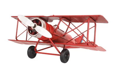 Foto auf Acrylglas Alte Flugzeuge Airplane old toy vintage retro plane isolated on white background