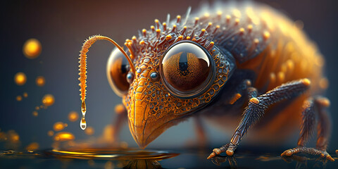 Unknown species with fine details and large eyes. A special creature with a new evolution and big eyes. AI generated.