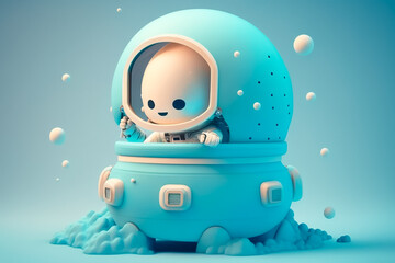 Adorable cute baby Astronaut 3d render. Generative AI