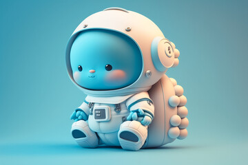 Adorable cute baby Astronaut 3d render. Generative AI