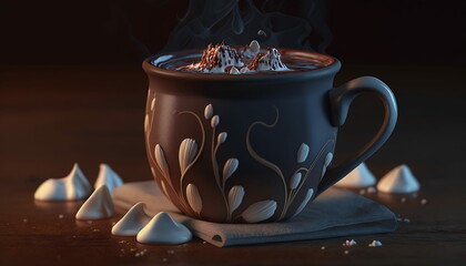 Coffee Hot Chocolate Cup Cappuccino Sweat Milk Cream Generative AI