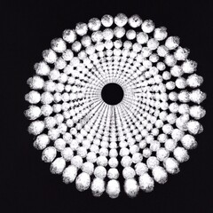 Bullets in the Tunel. Black and white Illustration of object Circle shaped. 3D model wallpaper made in Generative AI