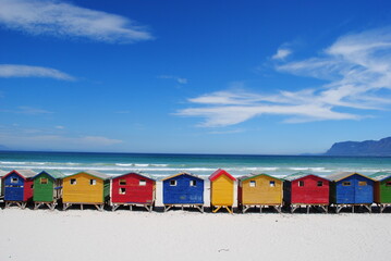 Naklejka premium Amazing colorful houses of Muizenberg, Cape Town, South Africa