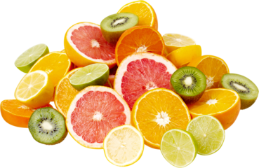 Different collection of citrus fruit stack
