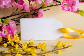 Spring Flower Decoration, Label With Copy Space
