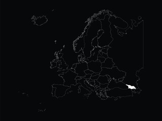 Obraz premium White map of Georgia within map of European continent on black background