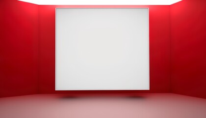 Huge blank canvas on the wall in a red room