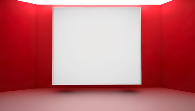 Huge Blank Canvas On The Wall In A Red Room