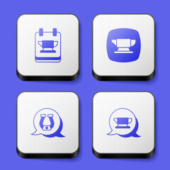 Set Blacksmith anvil tool, Horseshoe and icon. White square button. Vector